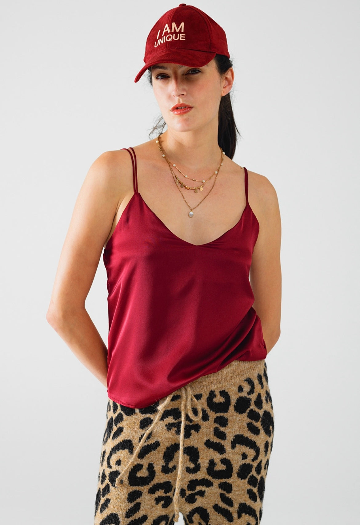 BURGUNDY SPAGHETTI STRAP TOP