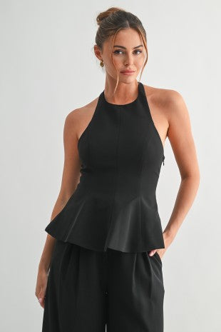 HALTER PEPLUM TOP