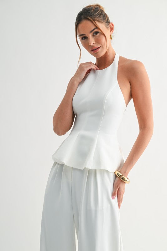 HALTER PEPLUM TOP