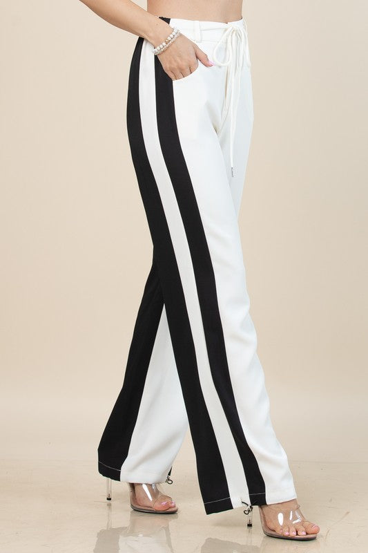 DRAWSTRING WIDE LEG PANTS