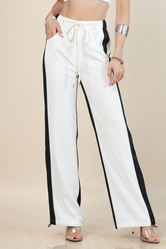 DRAWSTRING WIDE LEG PANTS