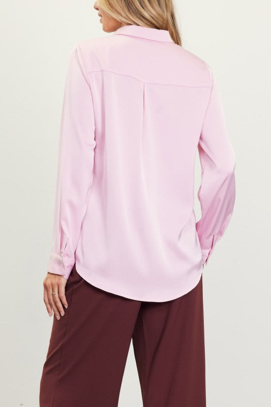 SATIN BUTTON-DOWN TOP