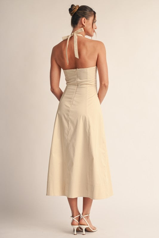 ELLA CUTOUT HALTER MIDI DRESS