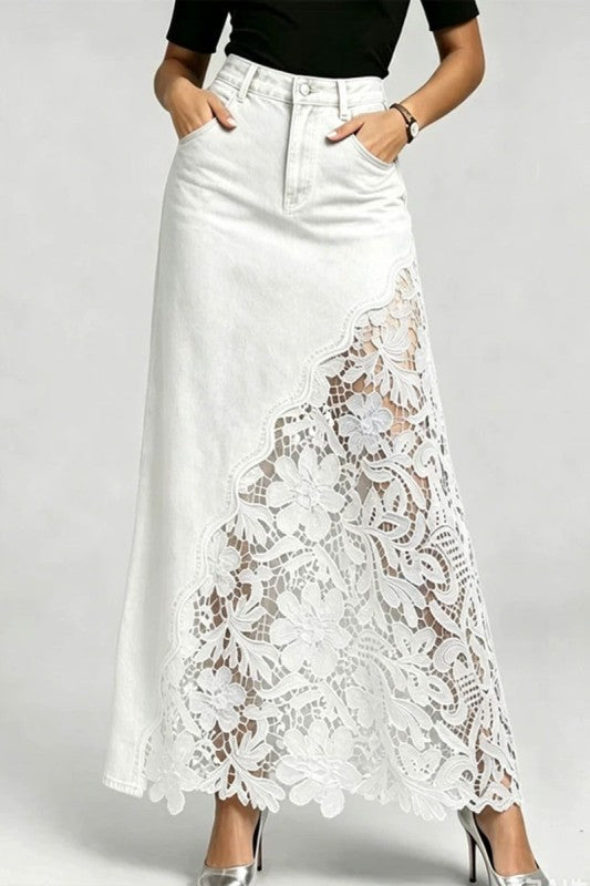 LACE JEAN SKIRT