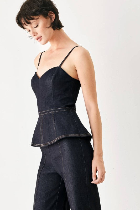 SOLID DENIM JUMPSUIT