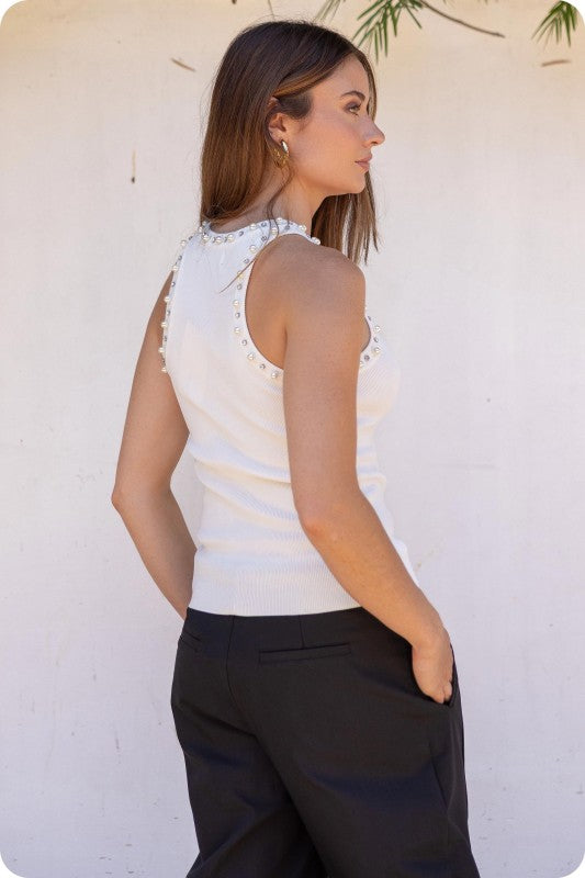 EMBELLISHED KNIT TANK TOP