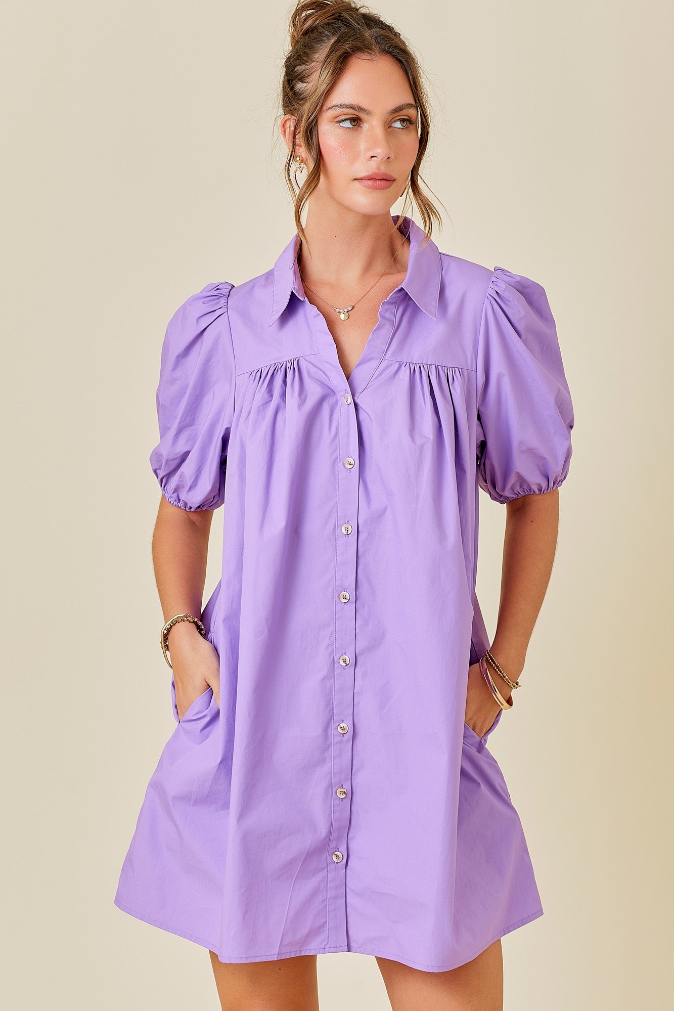 PUFF SLEEVE T SHIRT DRESS