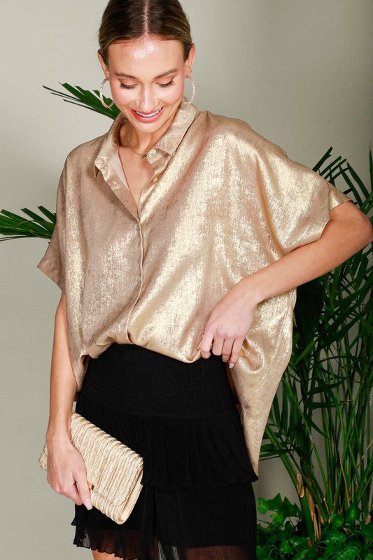 METALLIC BLOUSE TOP