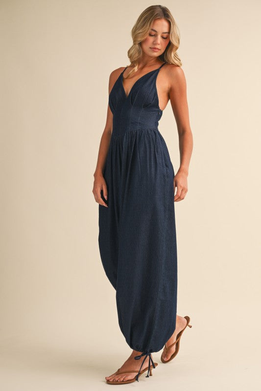 CORSET BALLON DENIM JUMPSUIT