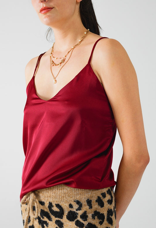 BURGUNDY SPAGHETTI STRAP TOP