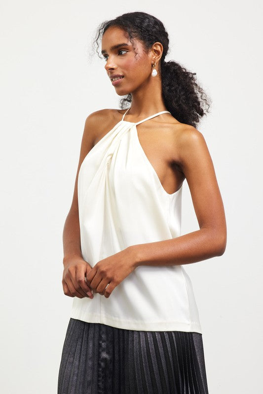 PLEATED HALTER TOP