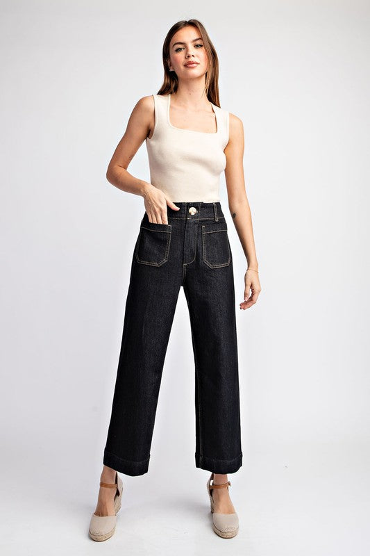 CROPPED STRAIGHT LEG PANTS