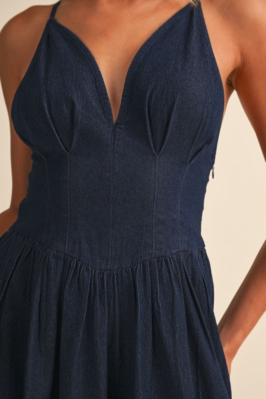 CORSET BALLON DENIM JUMPSUIT