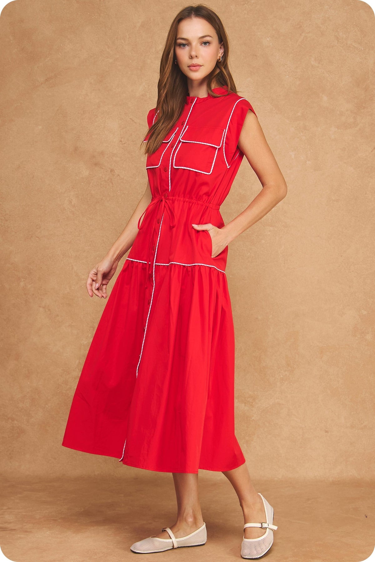 Piping Midi Dress