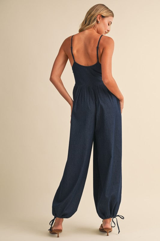CORSET BALLON DENIM JUMPSUIT