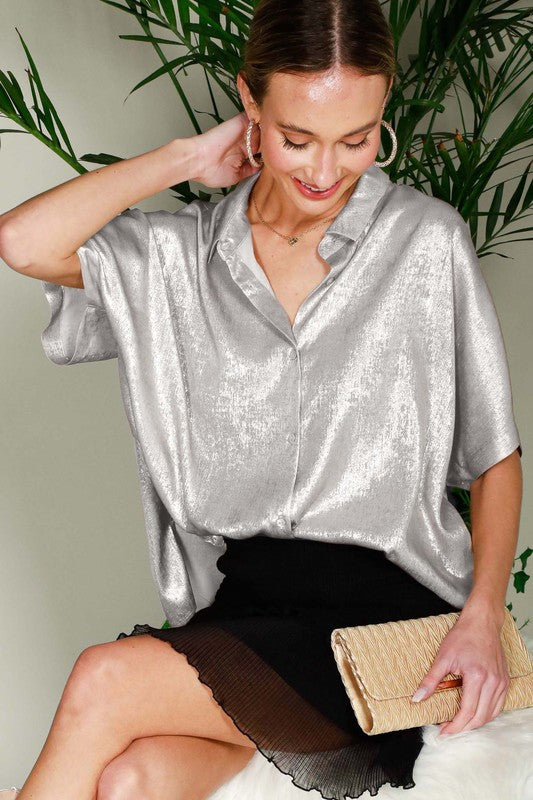 METALLIC BLOUSE TOP