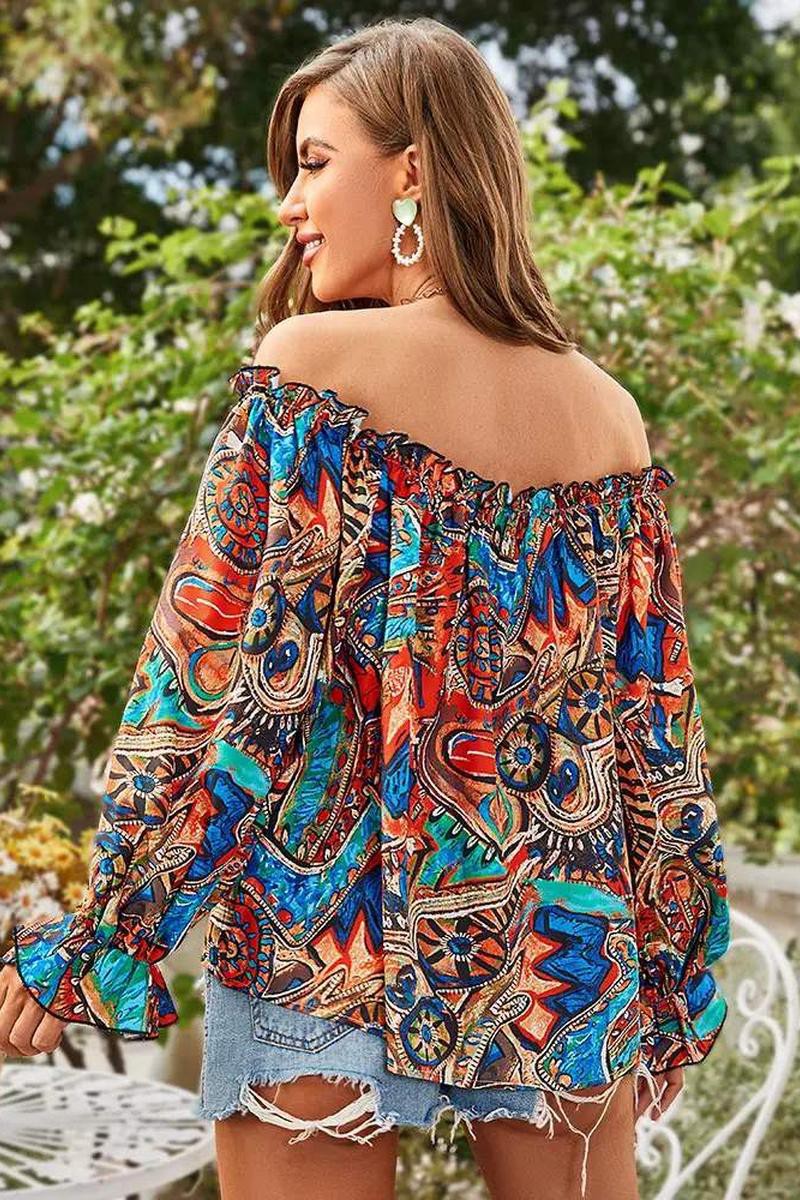 TRIBAL OFF SHOULDER LANTERN TOP