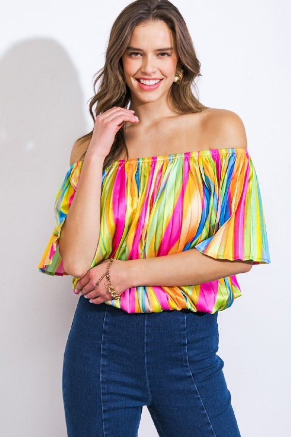 PLEATED OFF SHOULDERS TOP