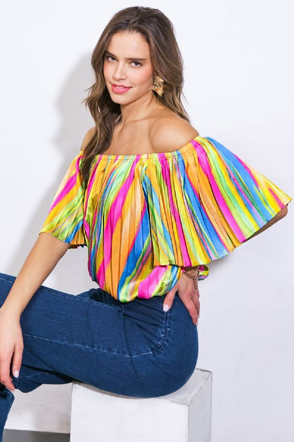 PLEATED OFF SHOULDERS TOP