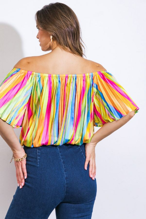 PLEATED OFF SHOULDERS TOP