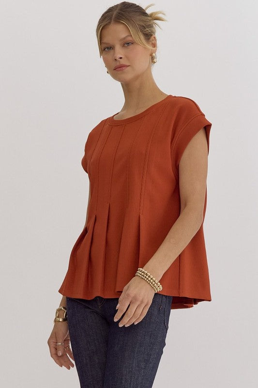 RIBBED SHORT SLEEVE TOP