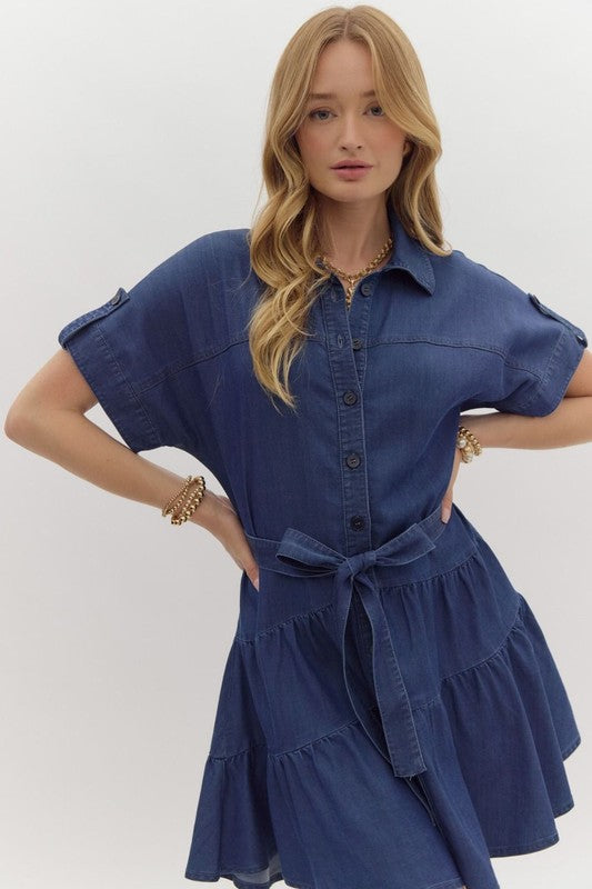 Denim short sleeve dress