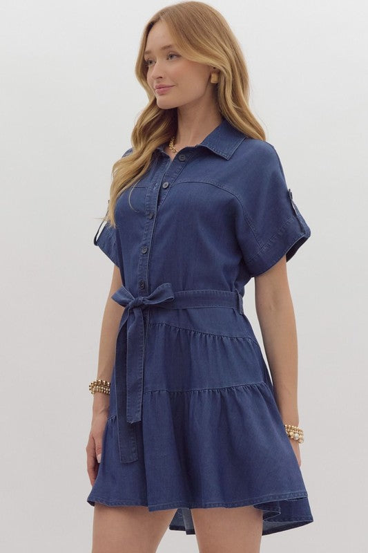 Denim short sleeve dress