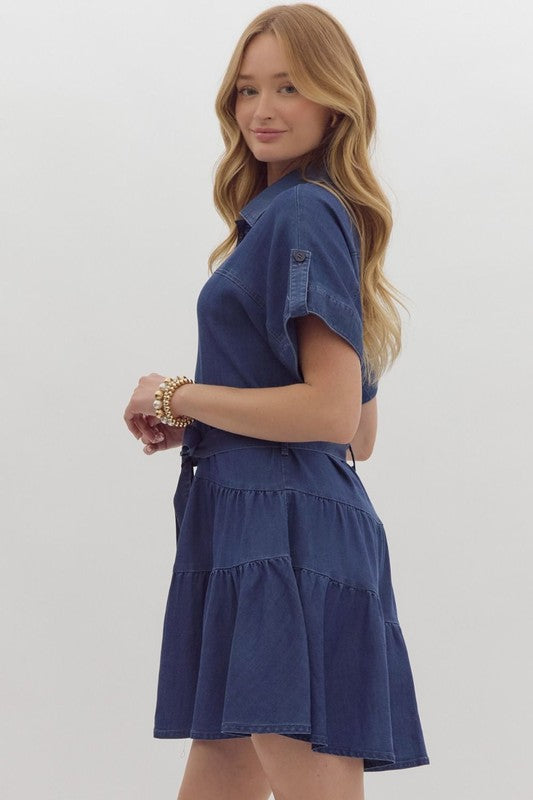 Denim short sleeve dress