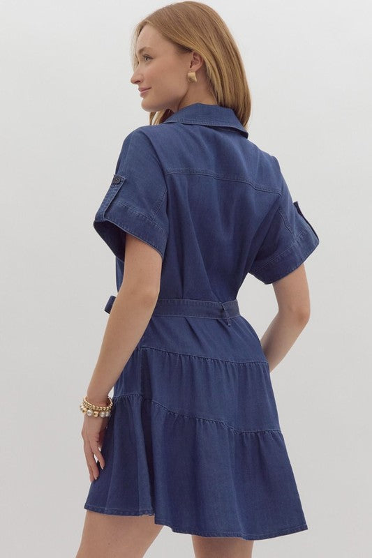 Denim short sleeve dress