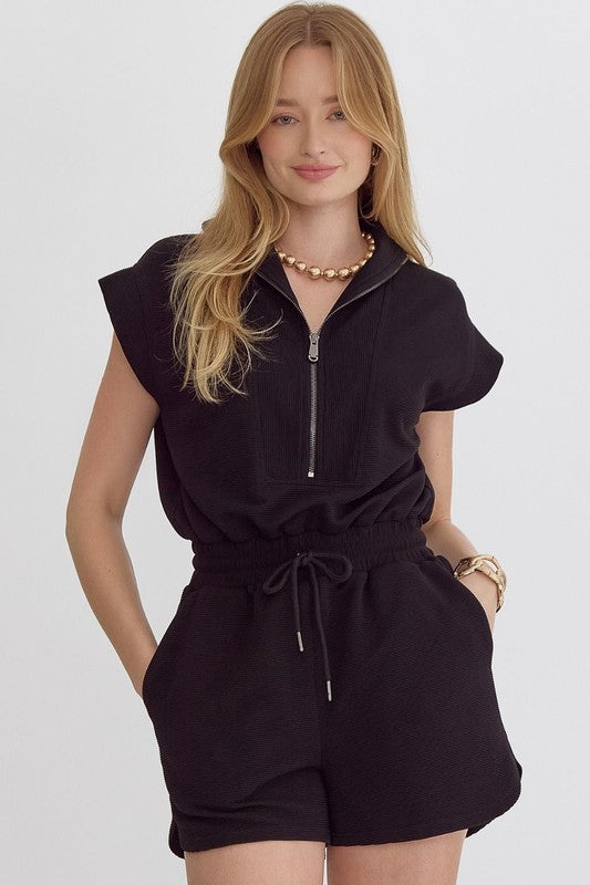 Collared Short Sleeve Romper