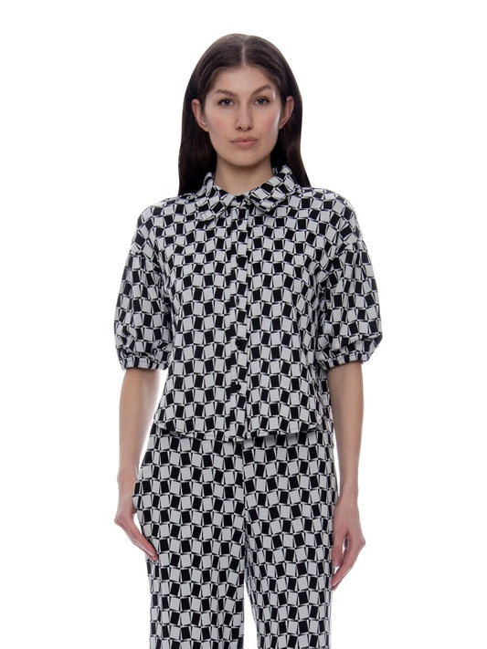 CHECKERED BUB SLV TOP