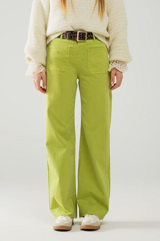 LIME WIDE LEG JEANS