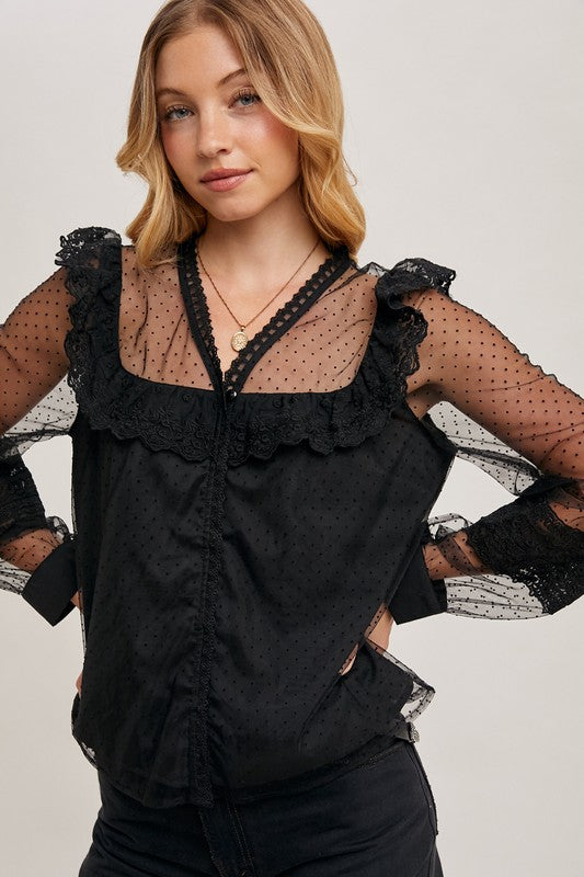 SHEER RUFFLED TOP