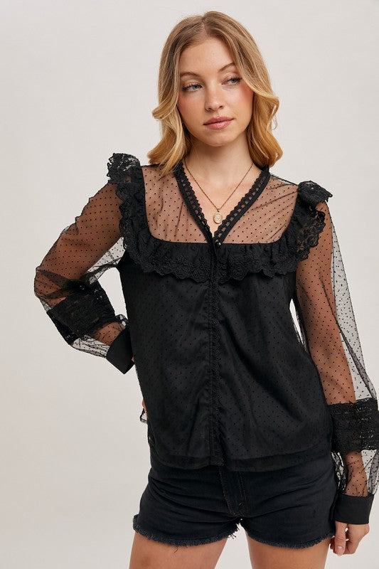 SHEER RUFFLED TOP