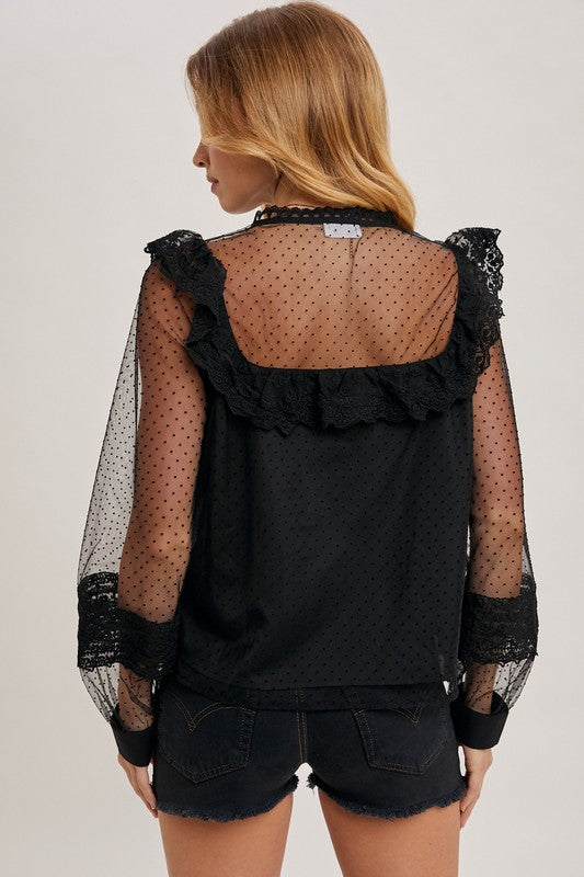 SHEER RUFFLED TOP