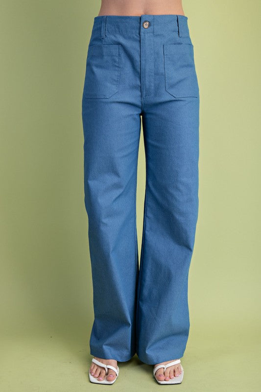 POCKET HI WAISTED FLARE PANTS