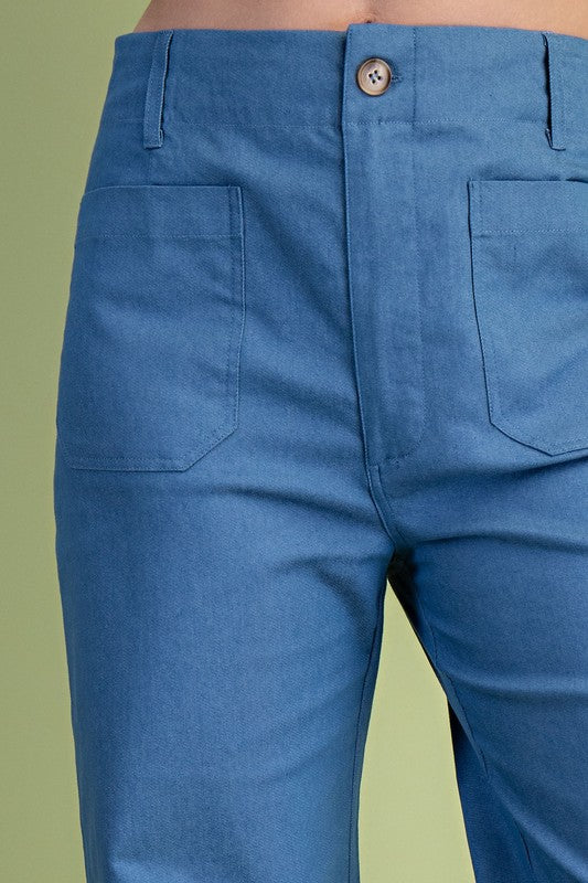POCKET HI WAISTED FLARE PANTS