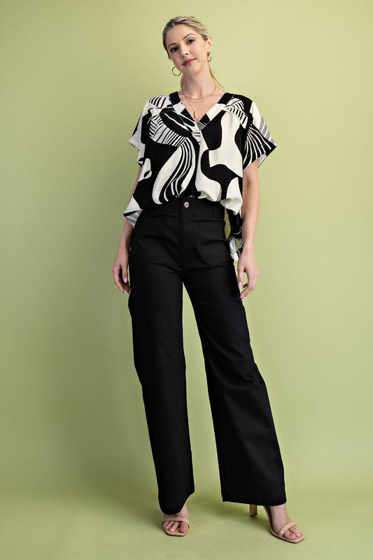 POCKET HI WAISTED FLARE PANTS