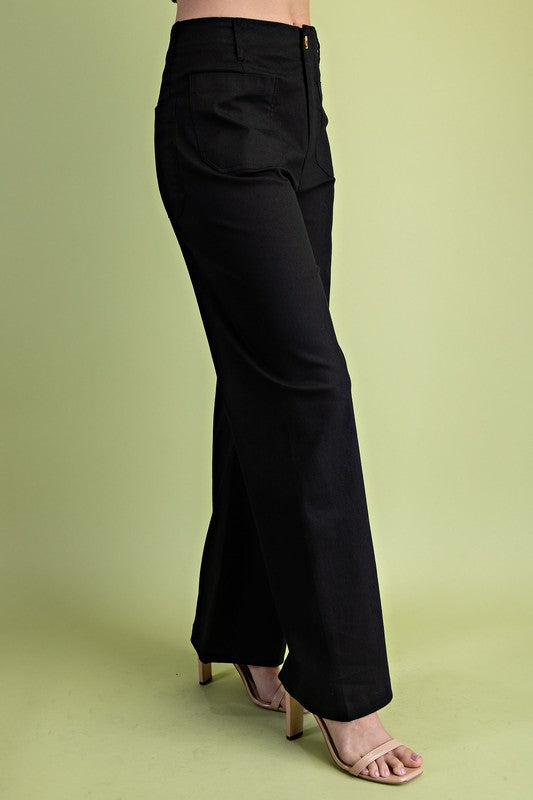 POCKET HI WAISTED FLARE PANTS