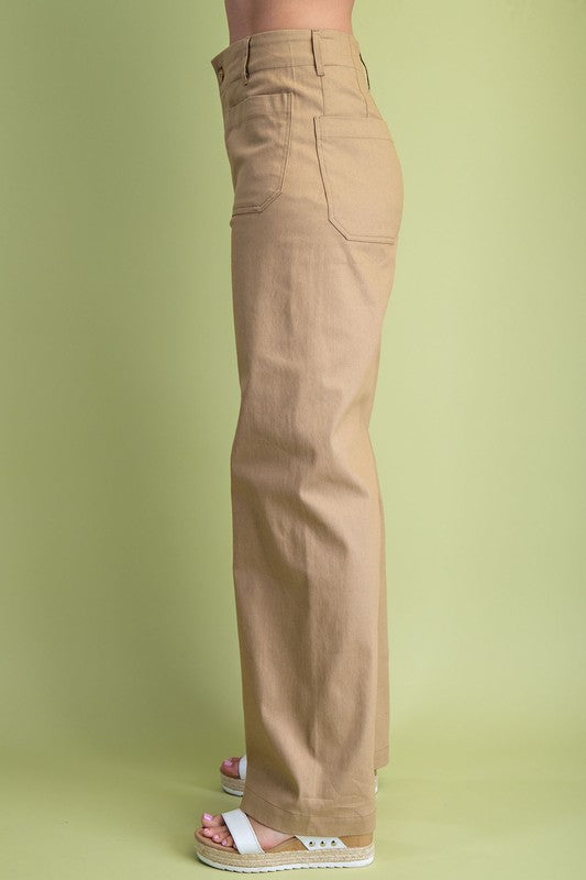 POCKET HI WAISTED FLARE PANTS