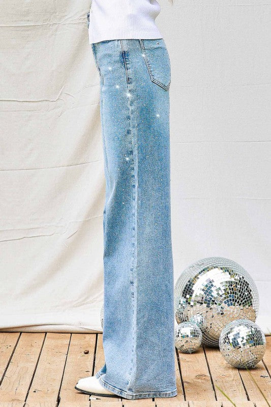 SHINY WIDE LEG JEAN