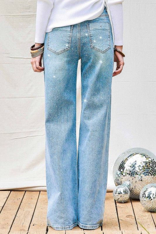 SHINY WIDE LEG JEAN