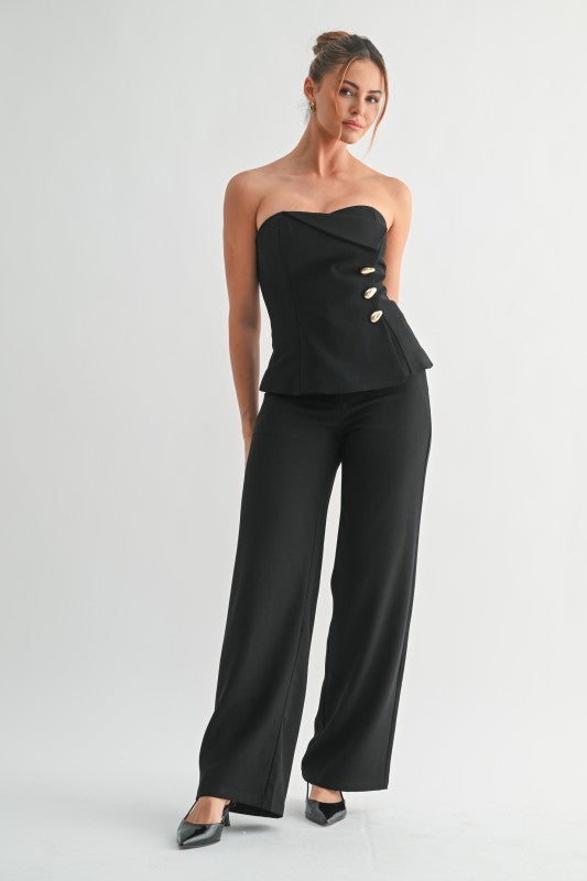 STRAPLESS GOLD BUTTON SET