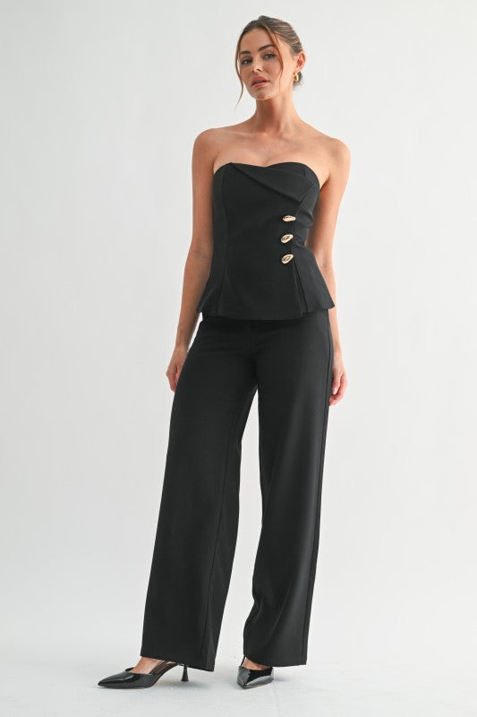 STRAPLESS GOLD BUTTON SET