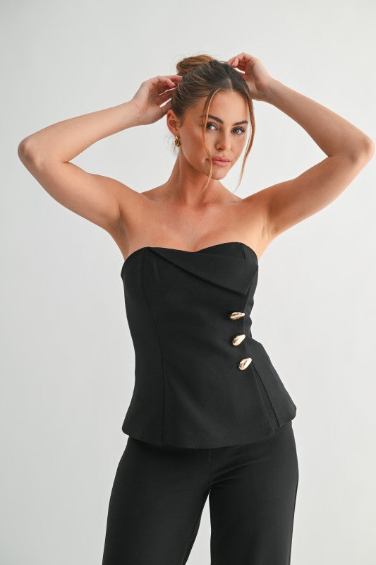 STRAPLESS GOLD BUTTON SET