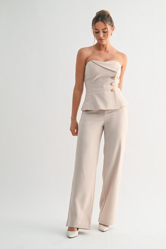 STRAPLESS GOLD BUTTON SET