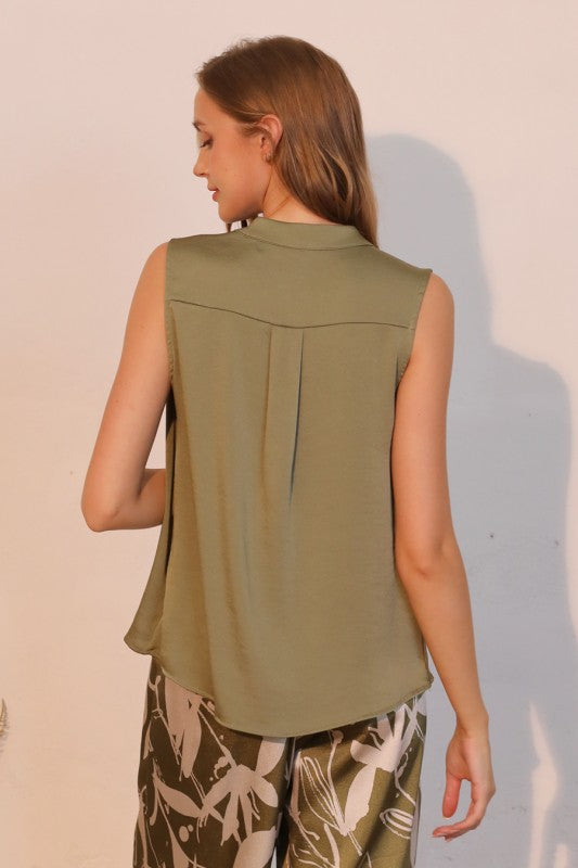 SILKY PLEATED SLV TOP