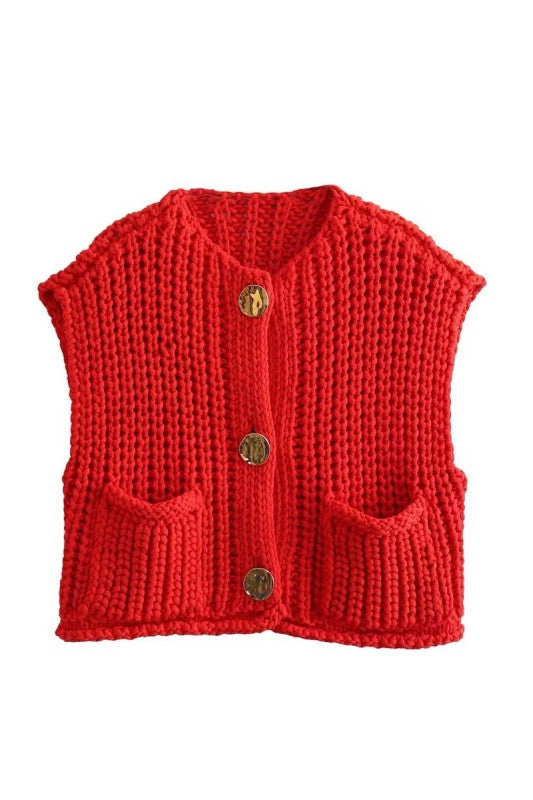KNIT CROP SWEATER VEST