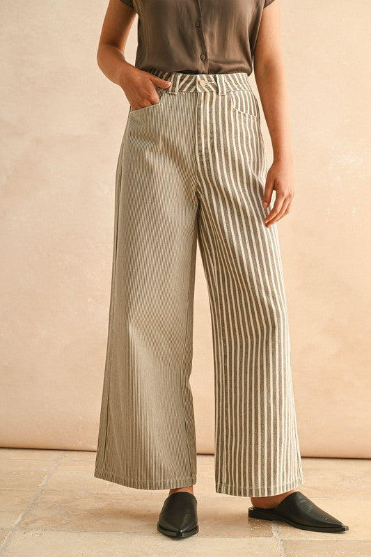 STRIPE WIDE LEG PANTS
