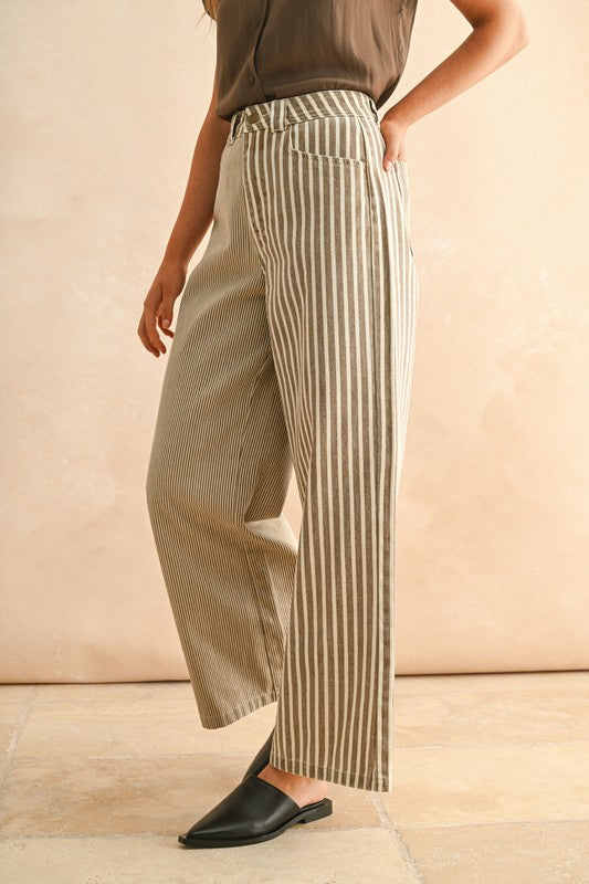 STRIPE WIDE LEG PANTS